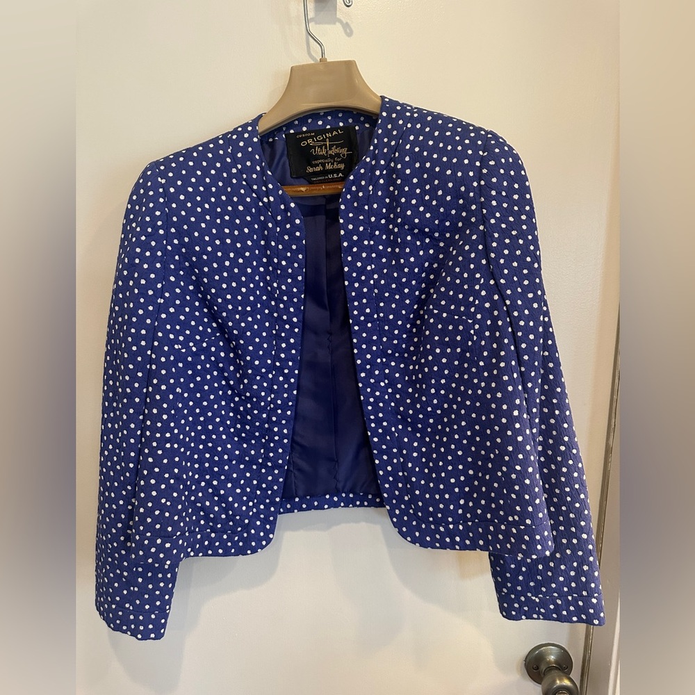 Stylish Navy Polka Dot Blazer